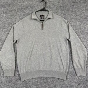 Jos. A. Bank Signature Collection Mens Grey 100% Merino Wool Qtr Zip Sweater M